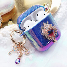 Load image into Gallery viewer, Hearts AirPods (Blue) Protection Case with Detachable Bag Charm
