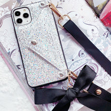 Load image into Gallery viewer, Glittery with Black Ribbon Strap Phone Cover
