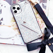 Load image into Gallery viewer, Glittery with Black Ribbon Strap Phone Cover