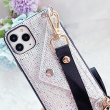 Load image into Gallery viewer, Glittery with Black Ribbon Strap Phone Cover