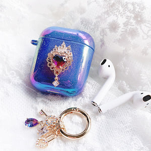 Hearts AirPods (Blue) Protection Case with Detachable Bag Charm