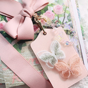 Butterflies Card Holder (Pink) with Bow Lanyard