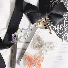 Load image into Gallery viewer, Butterflies Card Holder (White) with Bow Lanyard
