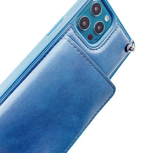 Blue Cardholder Ribbon Strap Phone Cover