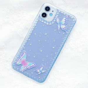 Butterfly Print Transparent Phone Cover